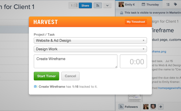 harvest time tracking demo